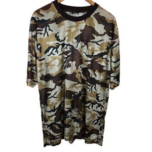 Trust USA Mens XL Camouflage Mesh T Shirt Top Long Sleeve Ribbed Sheer